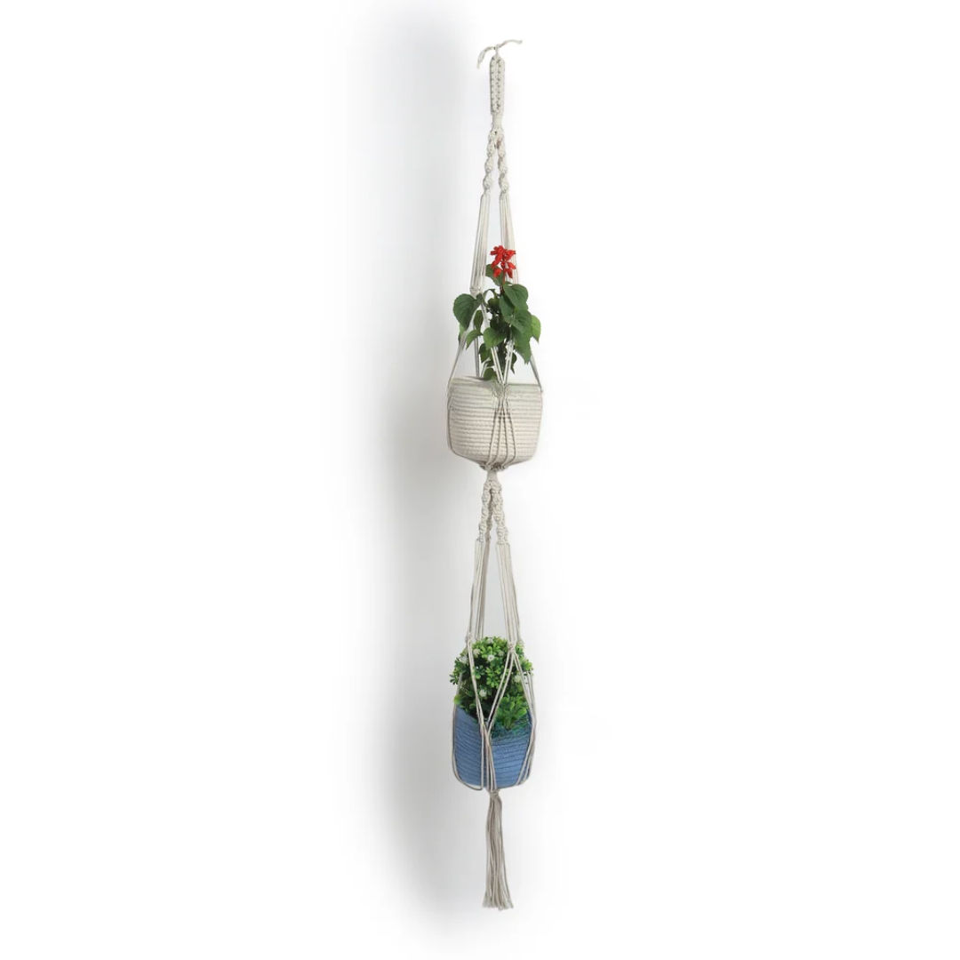 Unique Design 2 Tier Macrame Plant Hanger For Garden
